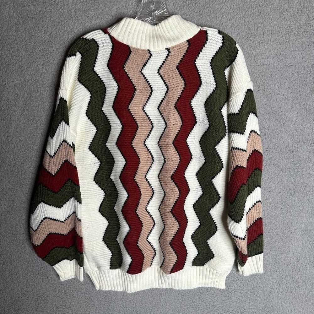 Vintage 90s Clifton Place Sweater Womens XL Zig Zag Knit Pullover USA Y2K - Picture 2 of 7